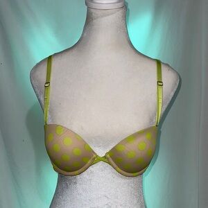 Aerie Maddie Polka Dot Bra size 34B Green and Tan